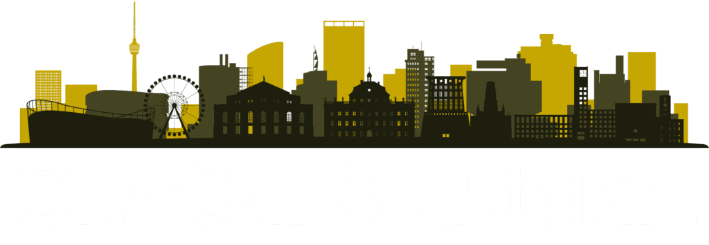 Silhouette der Stuttgarter Skyline im Logo von CityCar Stuttgart, Anbieter für Limousinenservice.