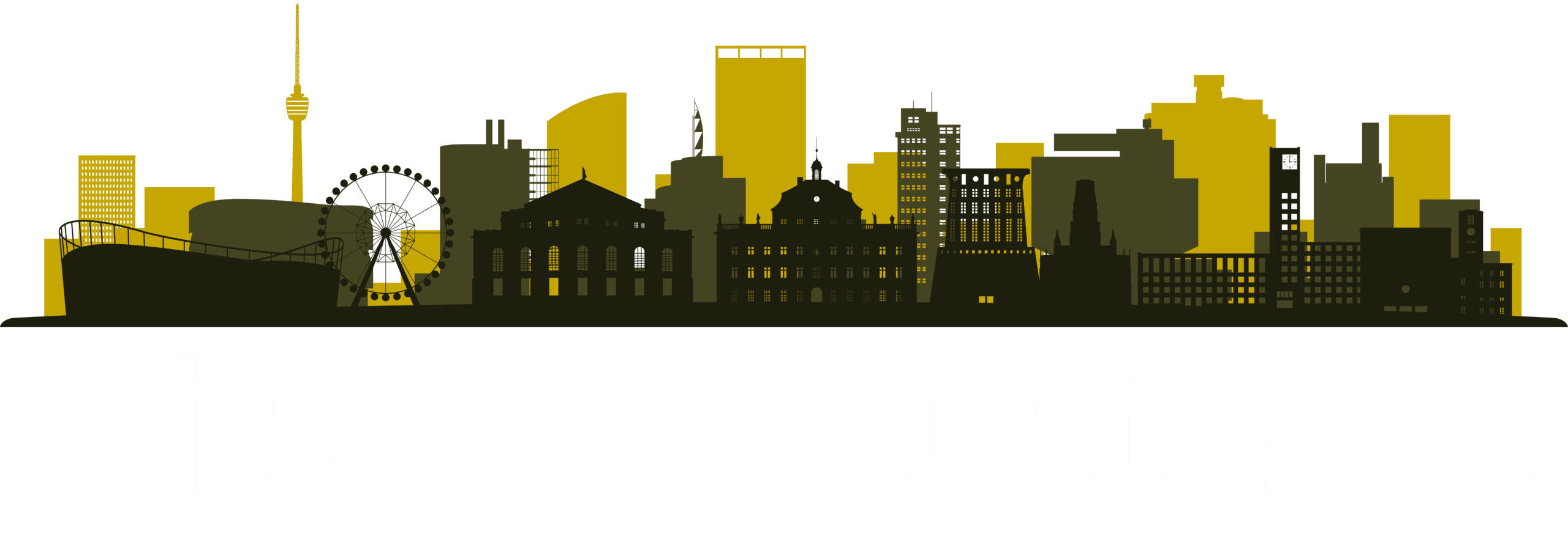 Silhouette der Stuttgarter Skyline im Logo von CityCar Stuttgart, Anbieter für Limousinenservice.